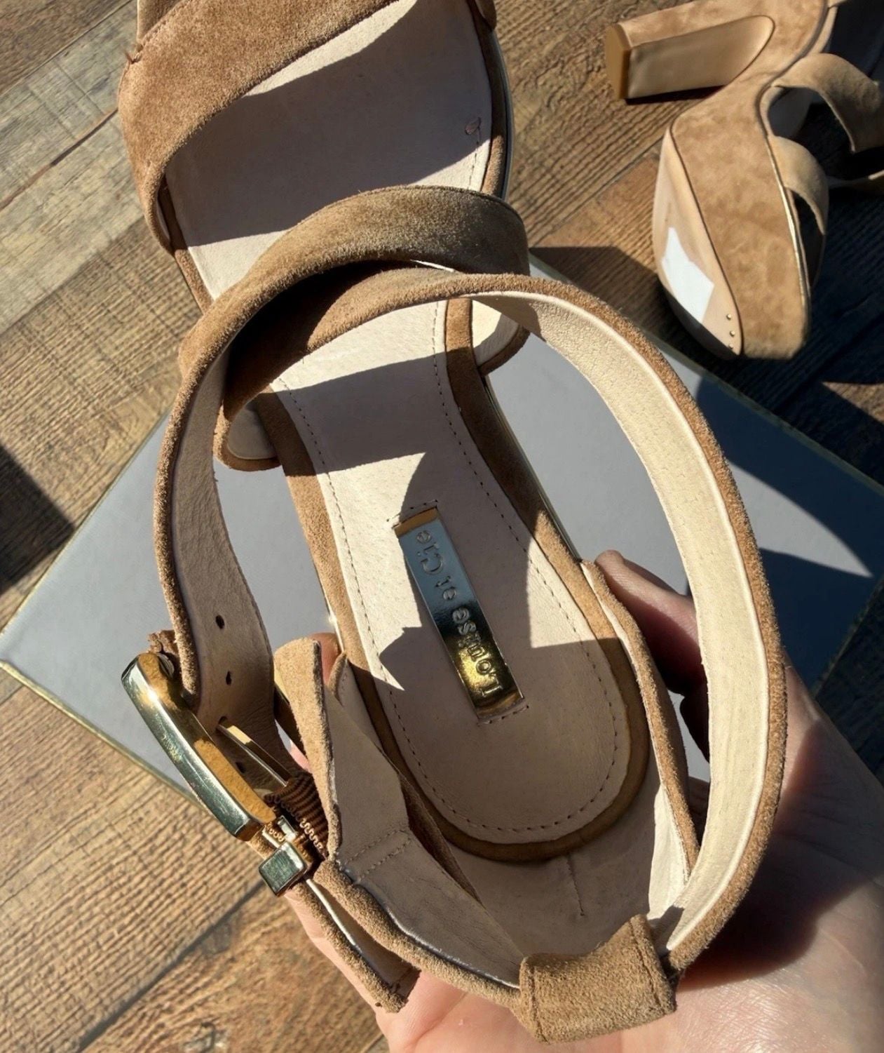 Louise Et Cie Lo-Jazmin Size 8.5M Hazelnut Kidsuede Platform Heel 12