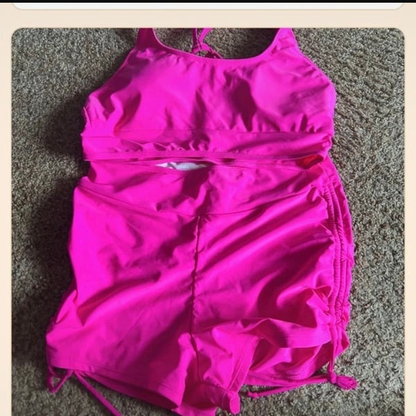Anna-Kaci Swimsuit Tankini Set Fuchsia