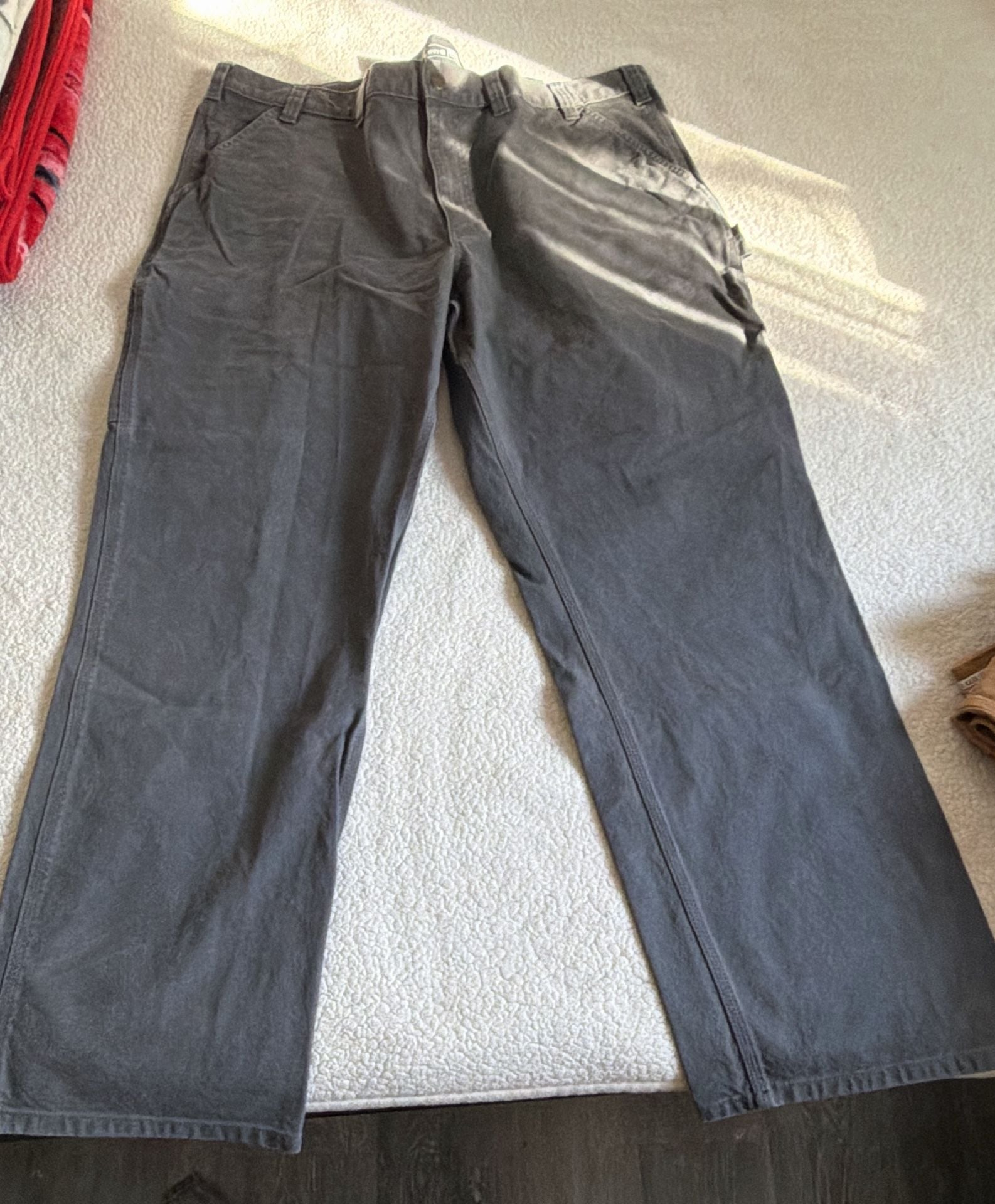 Carhartt Relaxed Fit Canvas Work Pants Size 44x32 Gray 2