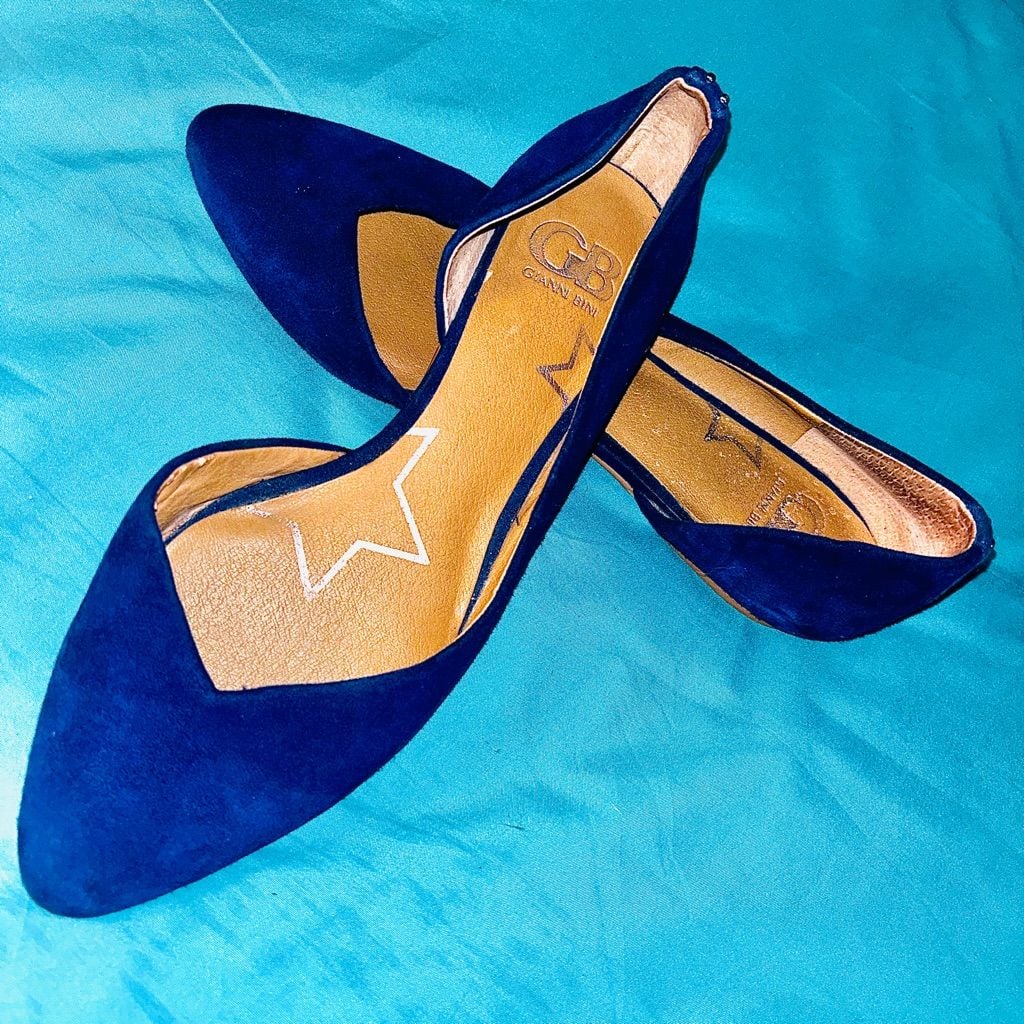 Gianni Bini Pointed Toe Flats Blue Suede 2