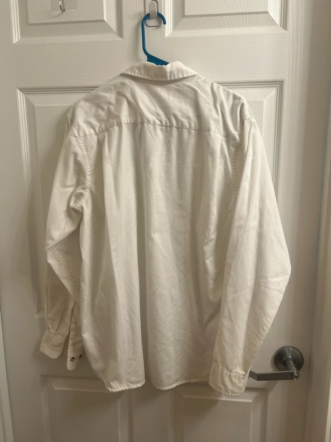 Wrangler Button Down Shirt Size L White Long Sleeve Pocket Country Cowboy 5