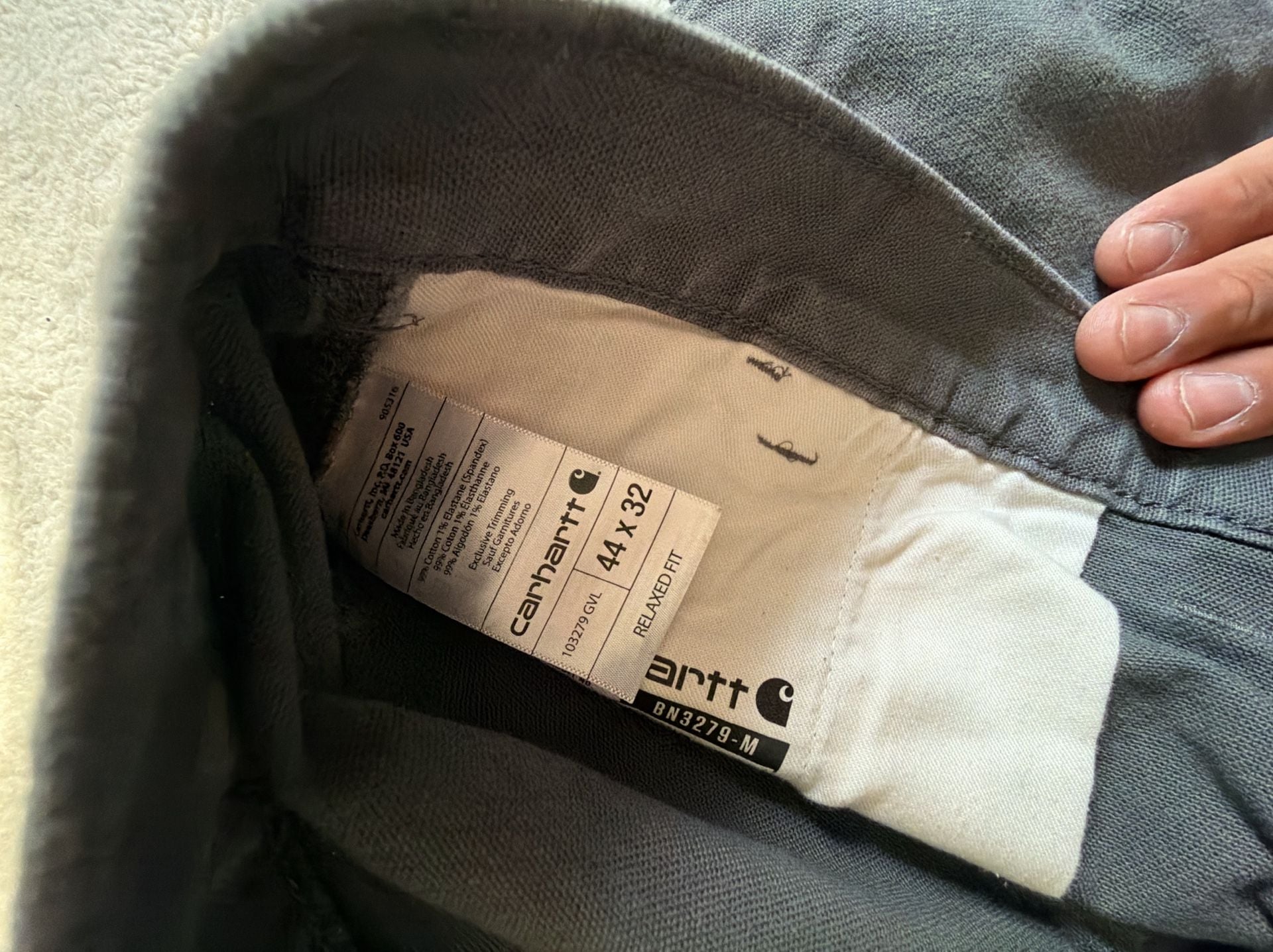 Carhartt Relaxed Fit Canvas Work Pants Size 44x32 Gray 5
