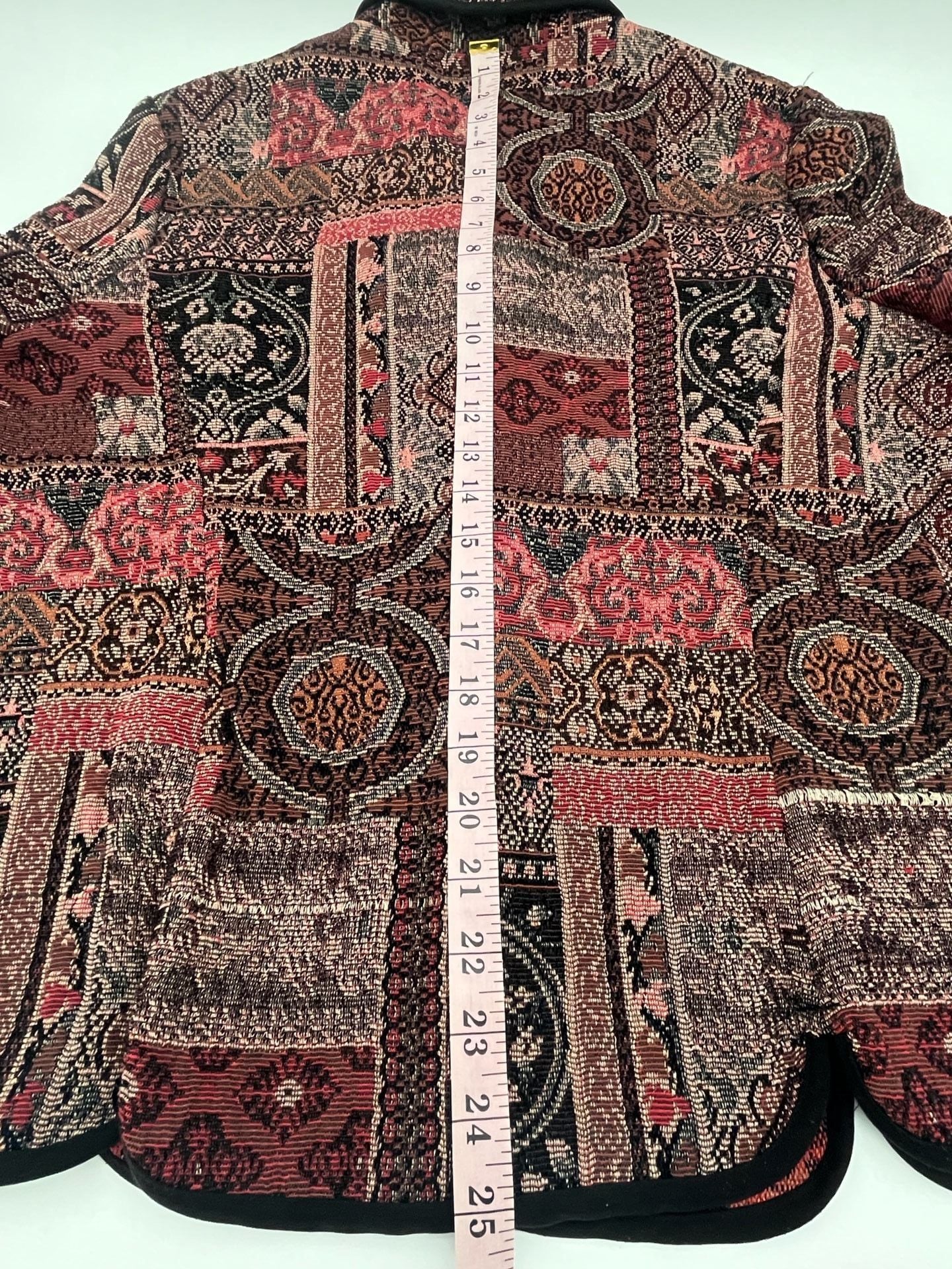 Dressbarn Tapestry Jacket XL Multicolor patchwork, carpet bag blazer scalloped 6