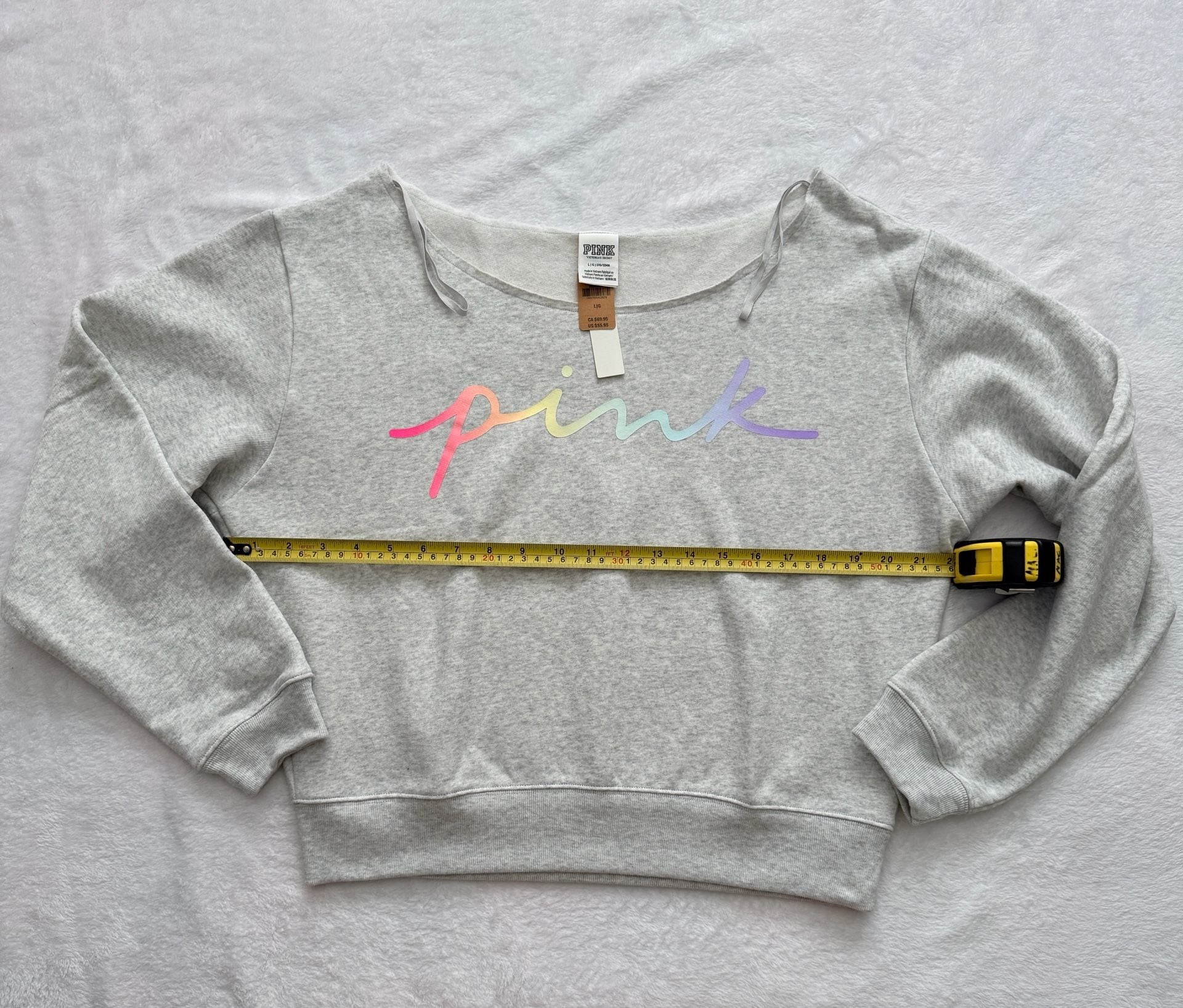 Pink Victoria's Secret Off Shoulder Sweatshirt Size L Grey 4