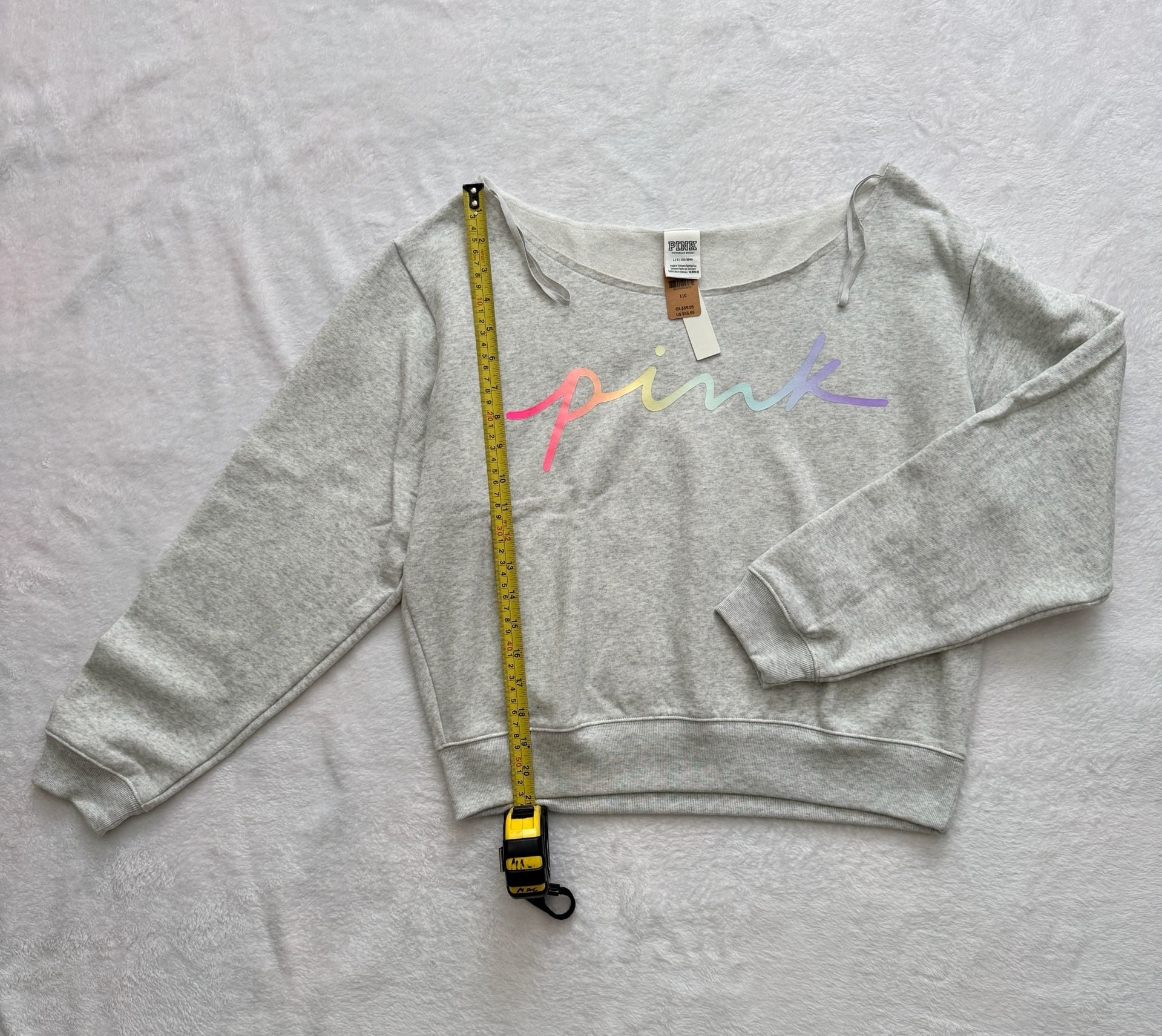 Pink Victoria's Secret Off Shoulder Sweatshirt Size L Grey 5