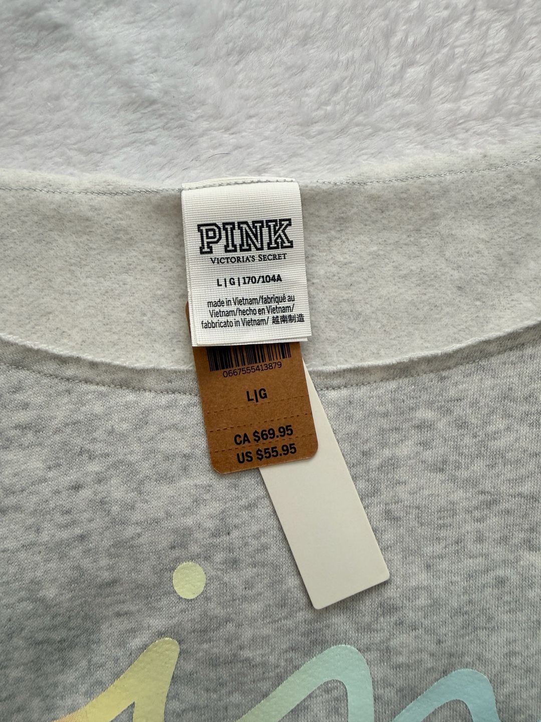 Pink Victoria's Secret Off Shoulder Sweatshirt Size L Grey 6