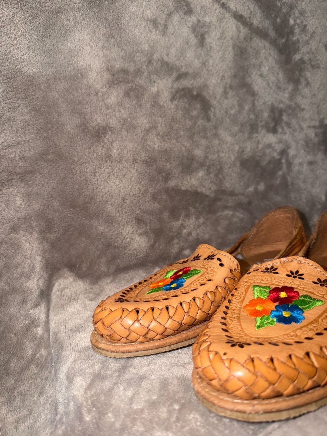 Rodeo Durango Lucia Nuez Colorful Flowers Huarache Tan Leather Flat Women’s 9 7