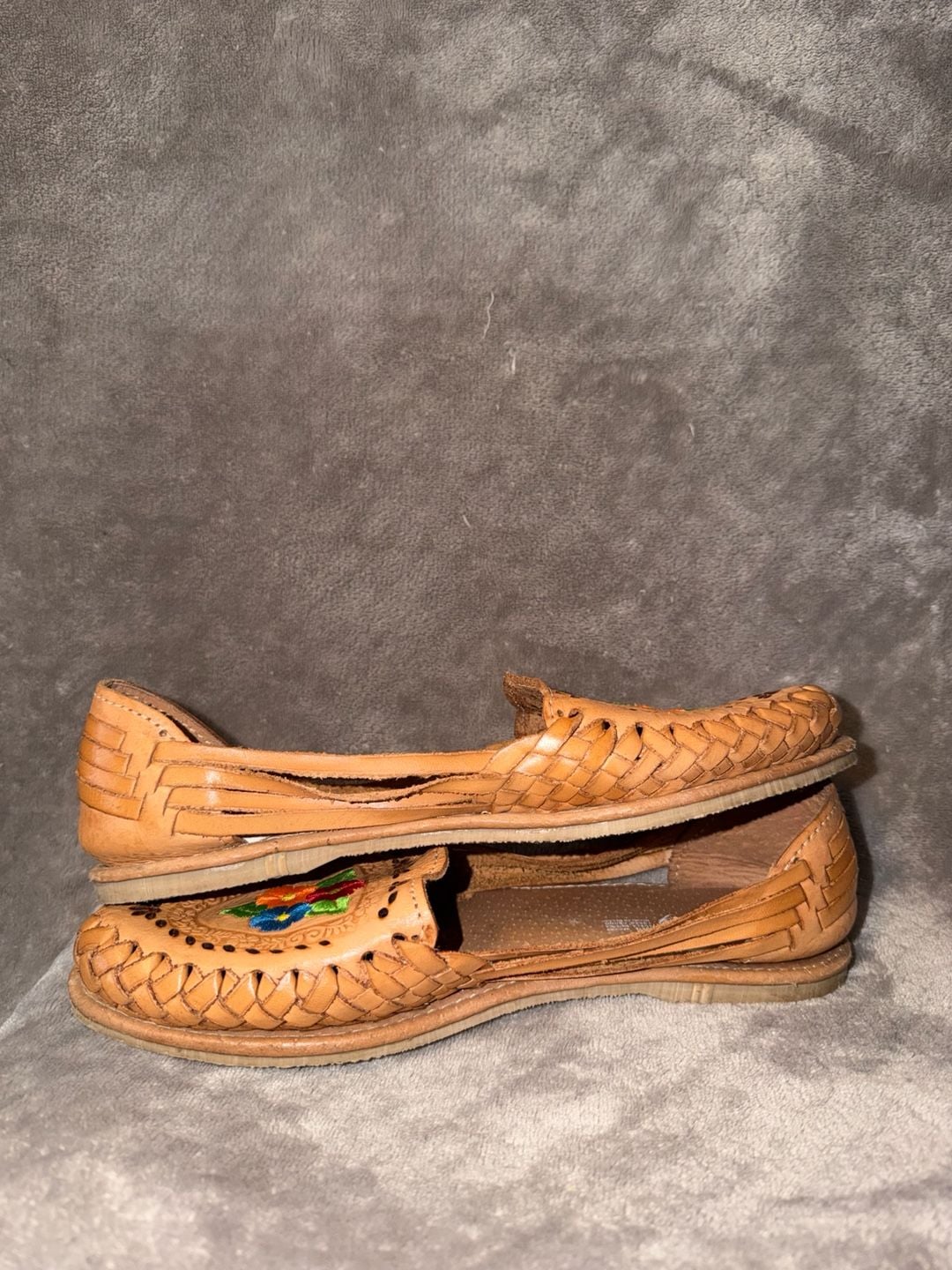 Rodeo Durango Lucia Nuez Colorful Flowers Huarache Tan Leather Flat Women’s 9 8