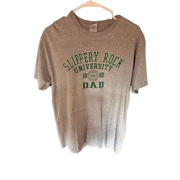 Gildan Slippery Rock University Dad T-Shirt Size M Gray Cotton