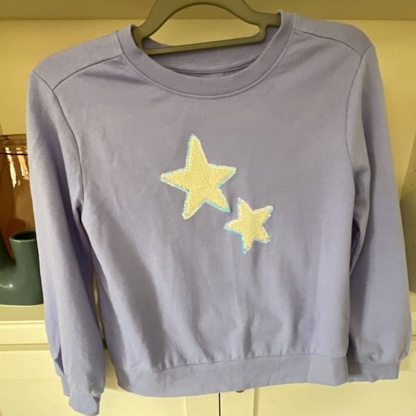 Cat & Jack Star Sweatshirt Size L 10/12 Purple Sequin