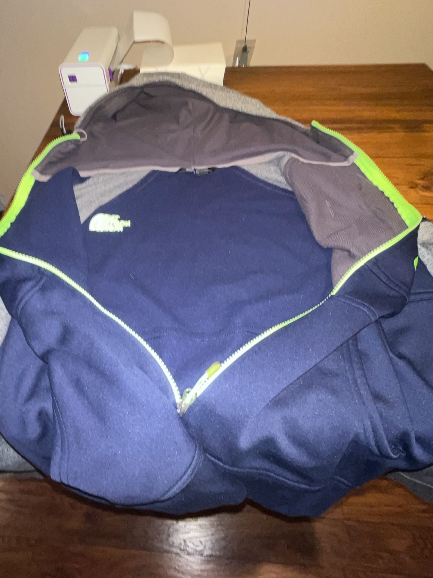 The North Face Full Zip Hoodie Blue Gray Neon Green 8