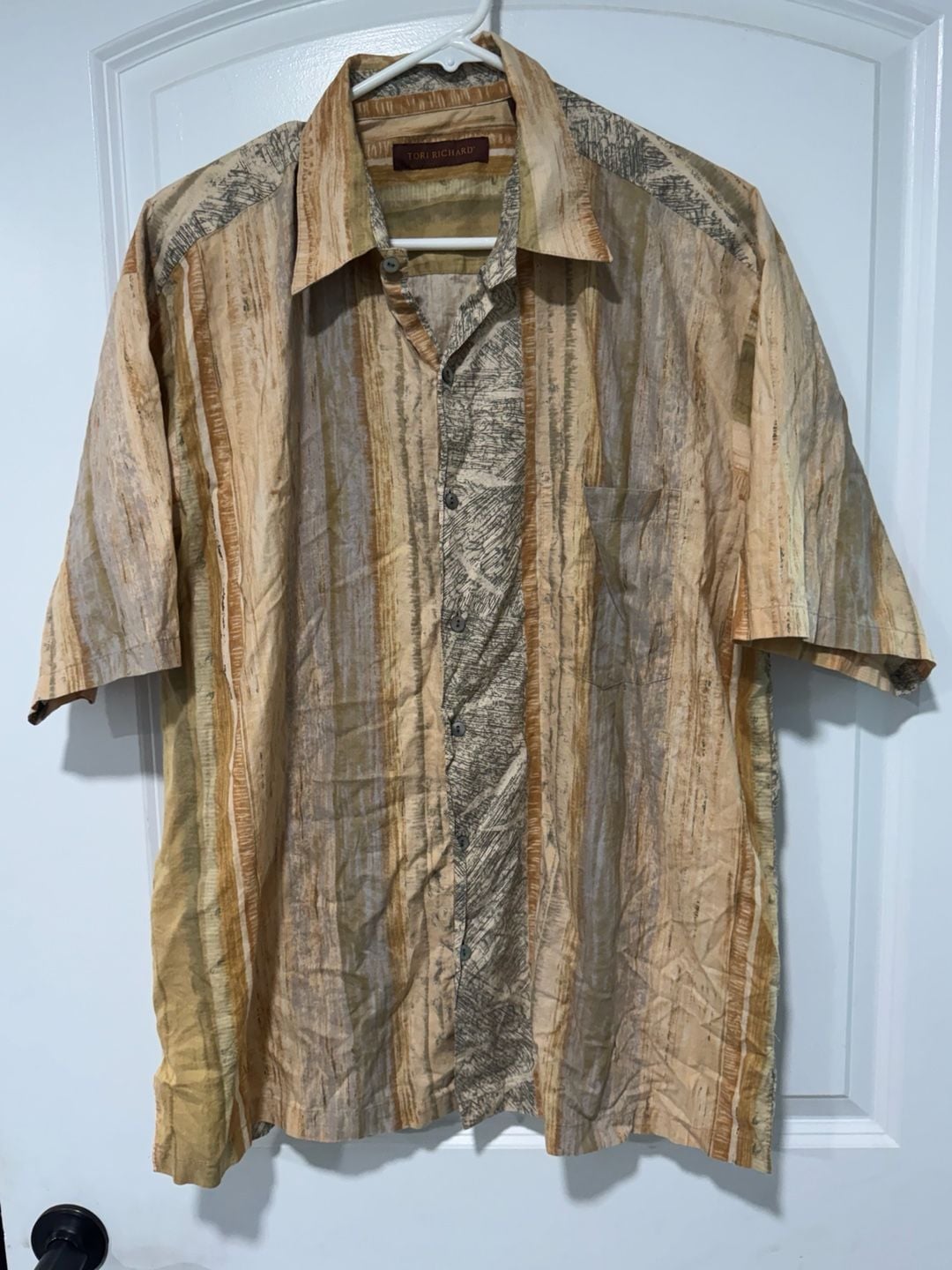 Earth Tone Abstract Hawaiian Shirt Coastal Grandpa Resort Aloha Size L 2