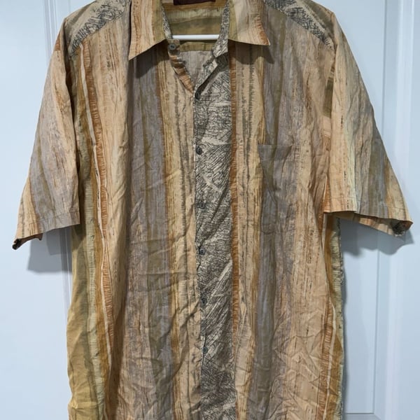 Earth Tone Abstract Hawaiian Shirt Coastal Grandpa Resort Aloha Size L