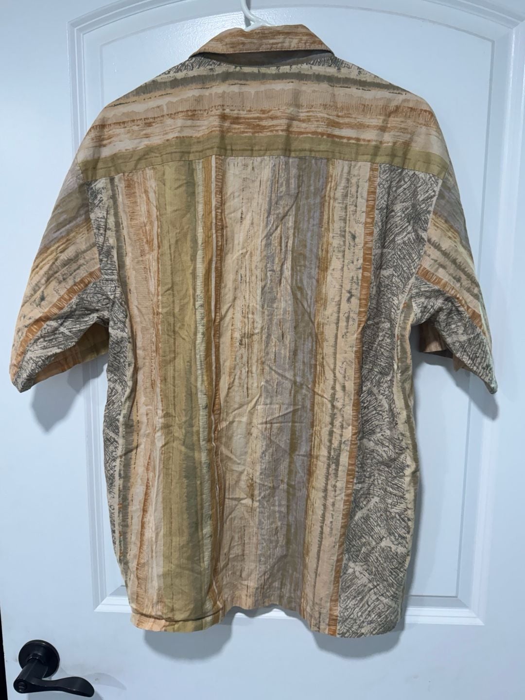 Earth Tone Abstract Hawaiian Shirt Coastal Grandpa Resort Aloha Size L 3