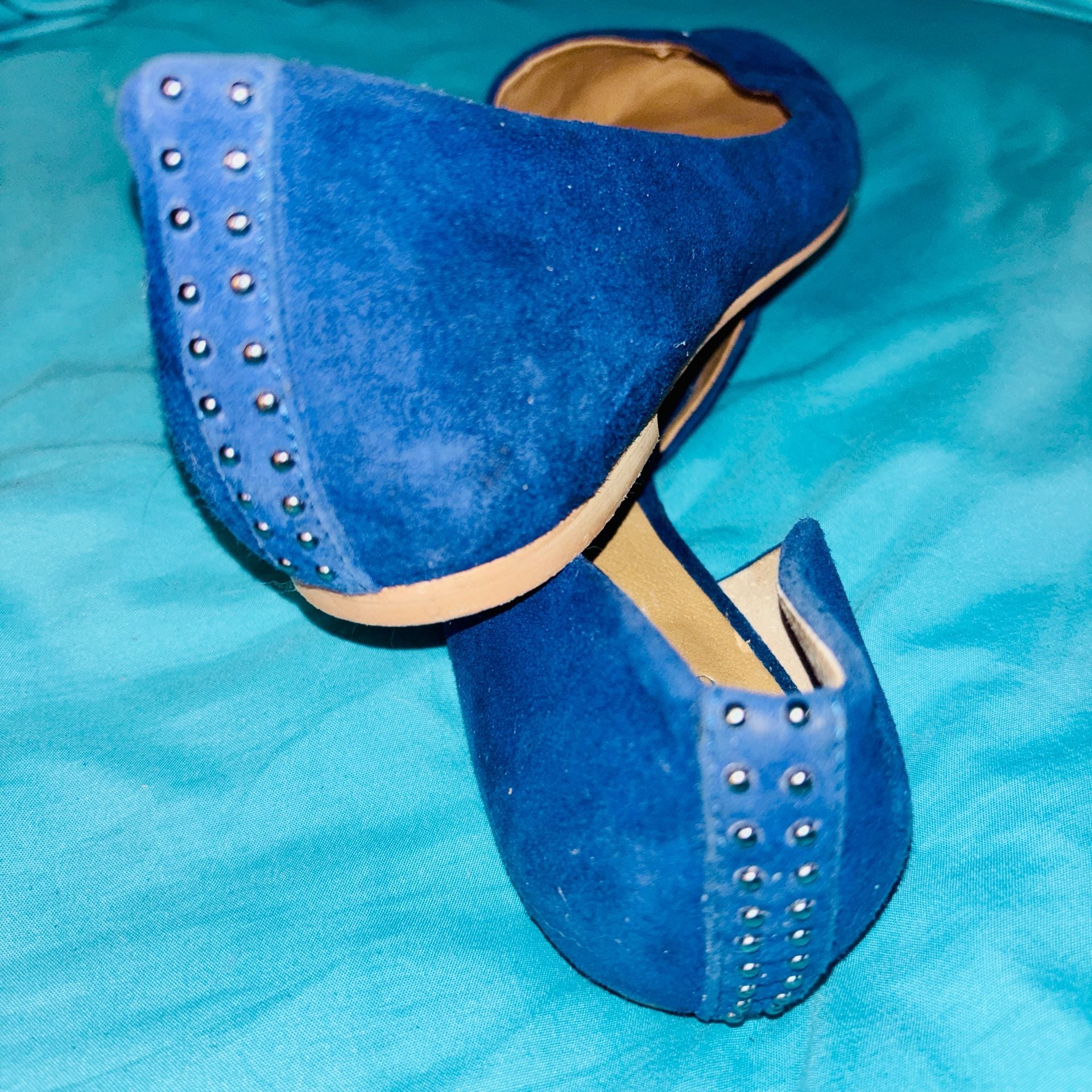 Gianni Bini Pointed Toe Flats Blue Suede 5