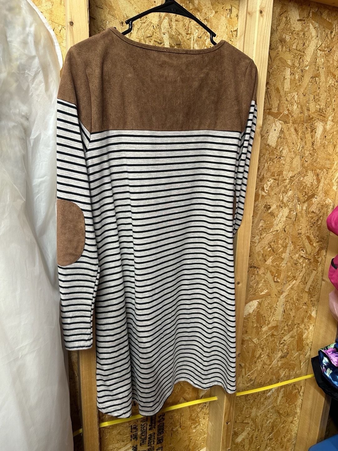 Umgee Suede Block Striped Tunic Size S Brown Black White 4