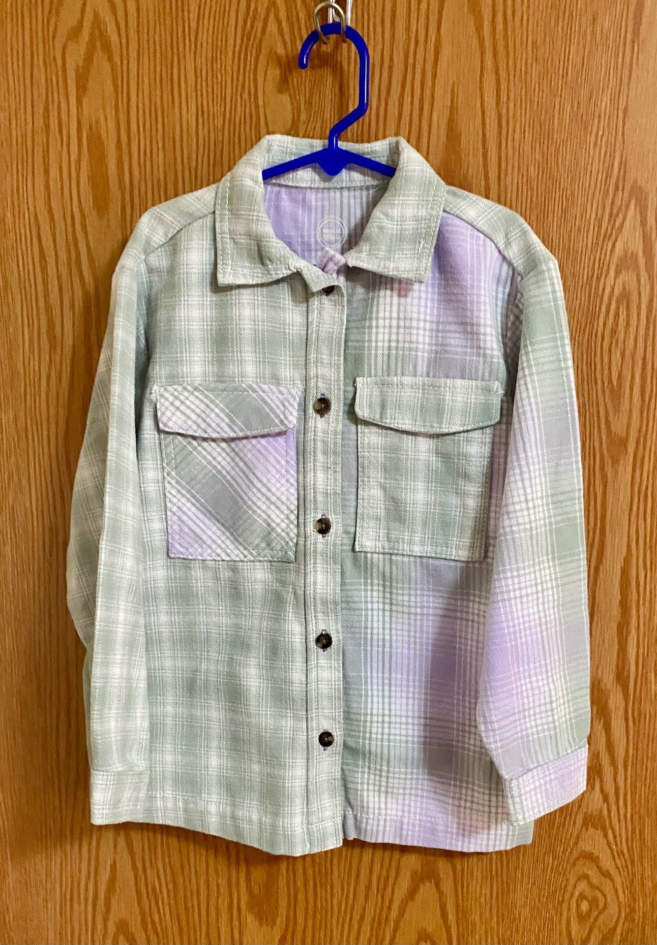 Wonder Nation Plaid Shacket Size S (6-6X) Green Purple 2