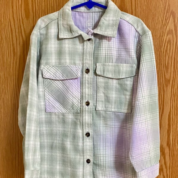 Wonder Nation Plaid Shacket Size S (6-6X) Green Purple