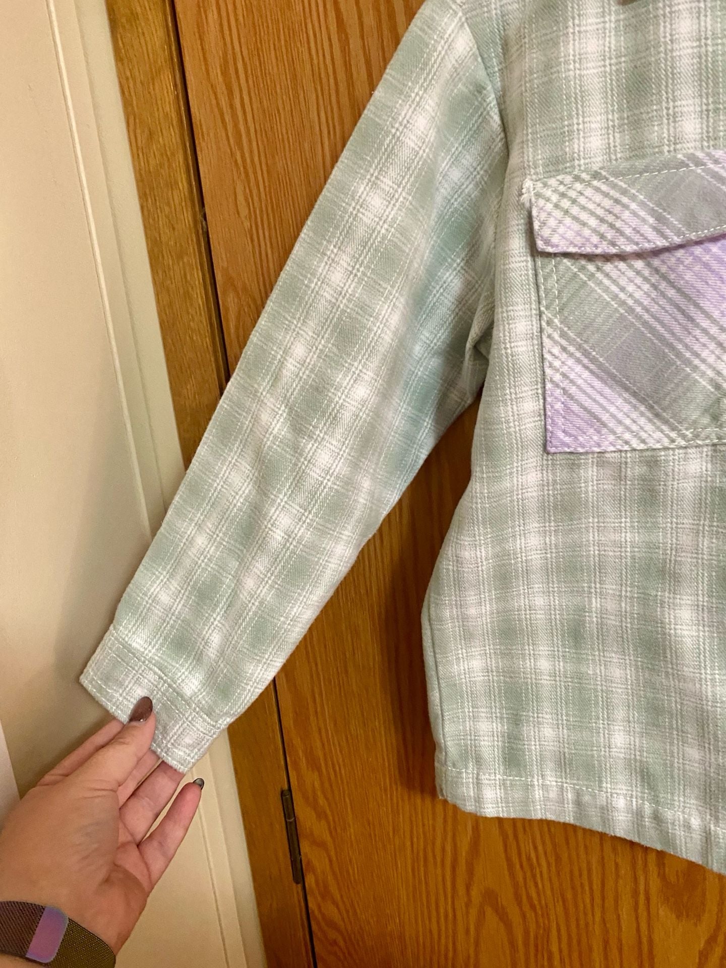 Wonder Nation Plaid Shacket Size S (6-6X) Green Purple 3