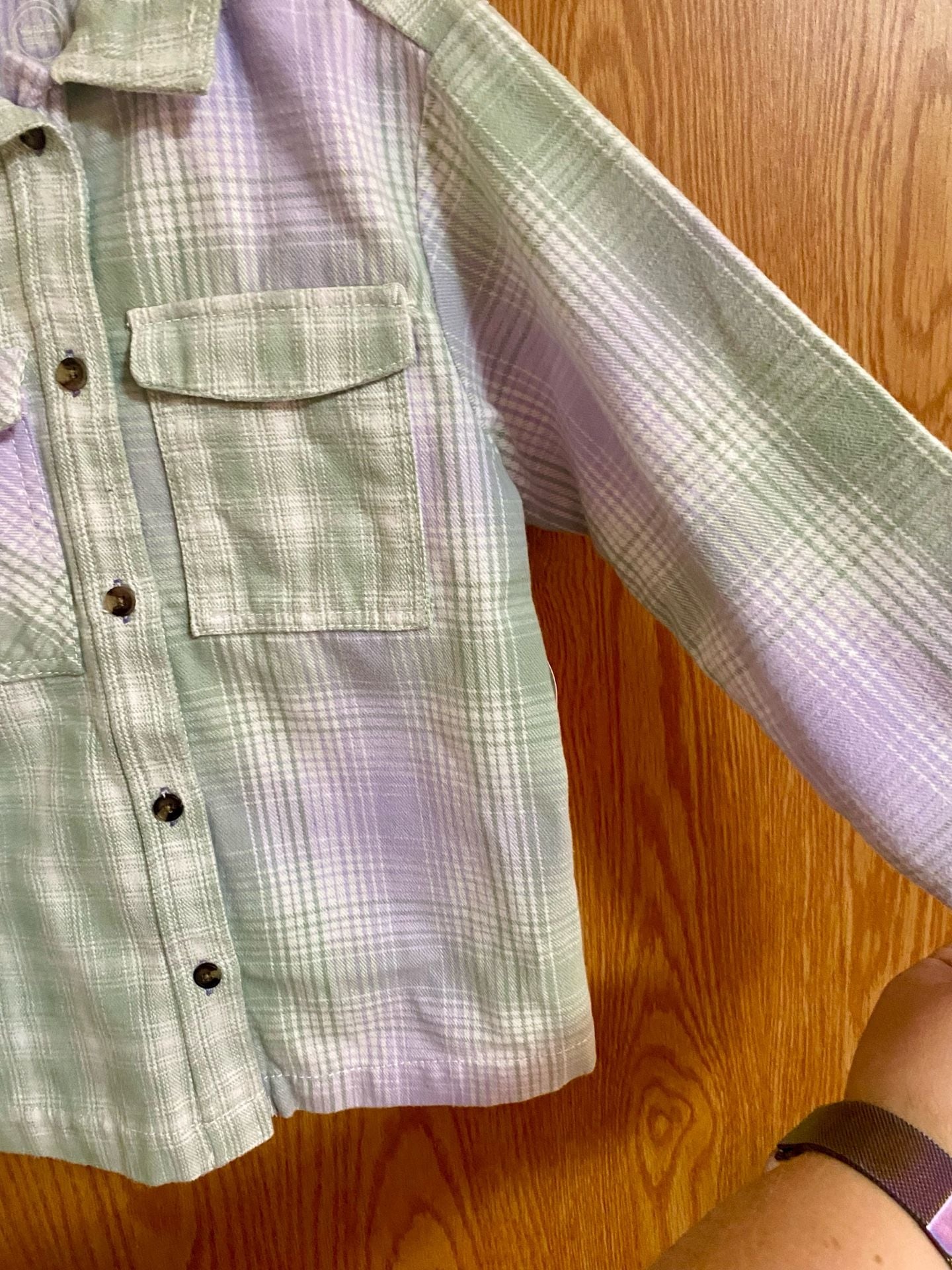 Wonder Nation Plaid Shacket Size S (6-6X) Green Purple 4