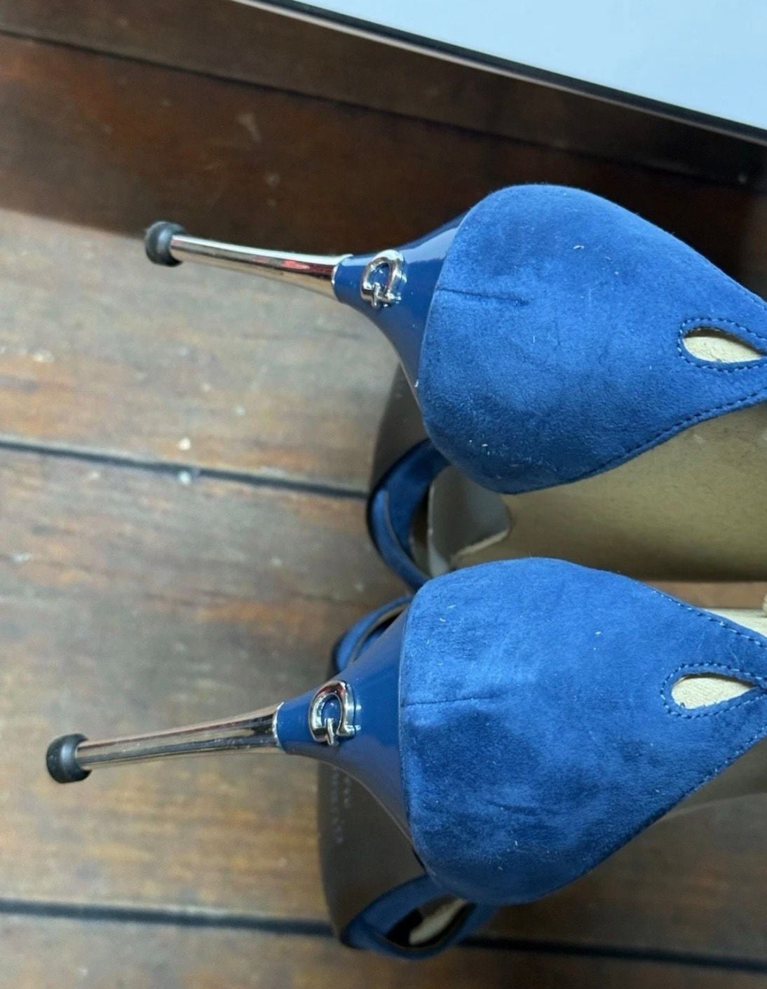 Guess Seena2 Size 8M Blue Suede Ankle Strap Stiletto Heels 10