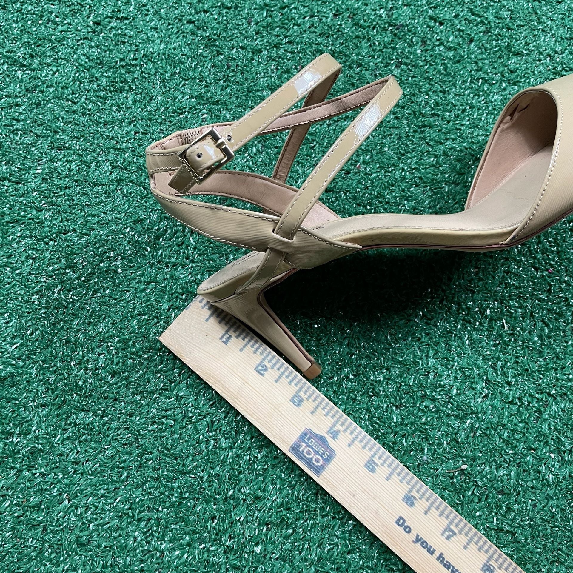 Antonio Melani Pointed Toe Heels Size 12M Nude Patent Leather Strappy 7