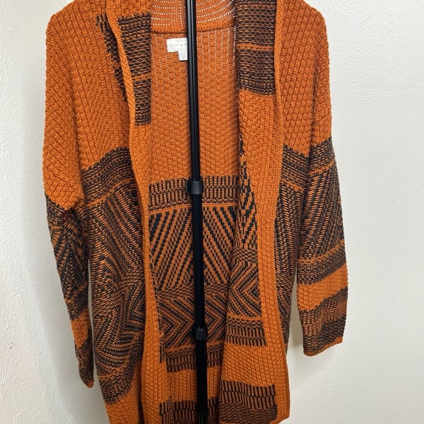 Lucky Brand Geometric Print Knit Cardigan Sweater | Boho Retro Style