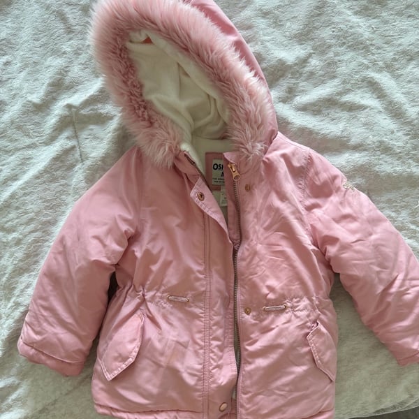 OshKosh B'gosh Parka Size 4 Pink Faux Fur Hood Winter Coat Jacket