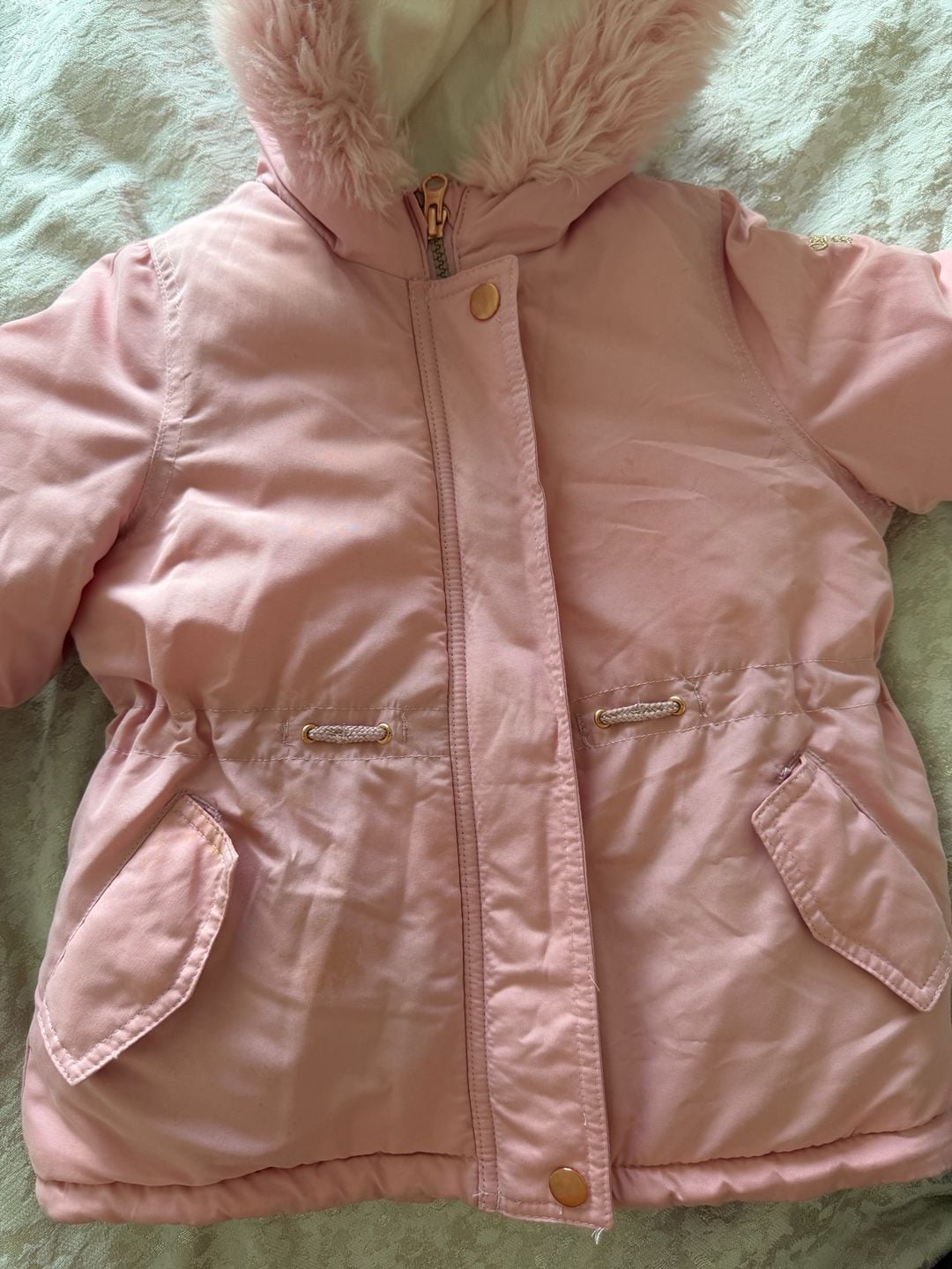 OshKosh B'gosh Parka Size 4 Pink Faux Fur Hood Winter Coat Jacket 7