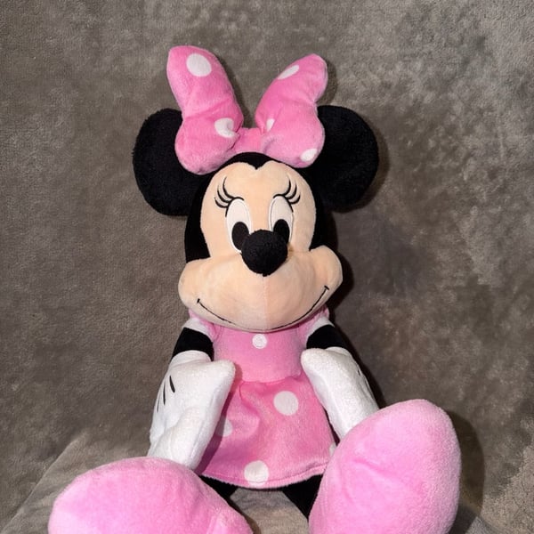 Disney Minnie Mouse Plush Toy Pink Polka Dot Dress Stuffed Animal
