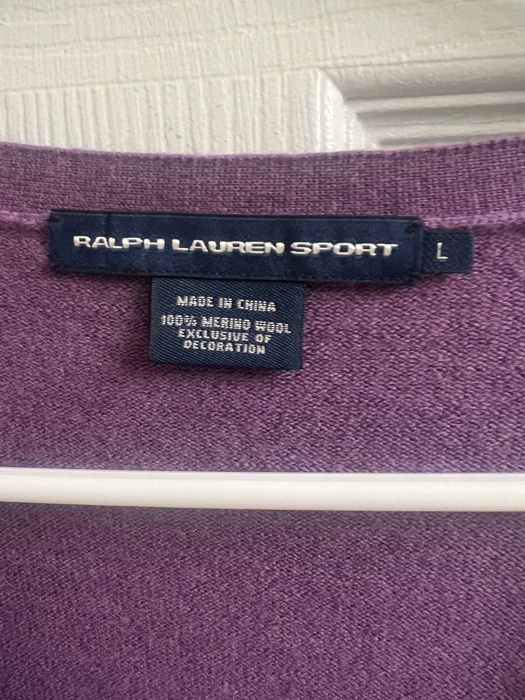 Ralph Lauren Sport Cardigan Size L Purple Merino Wool Sweater Casual Preppy 3