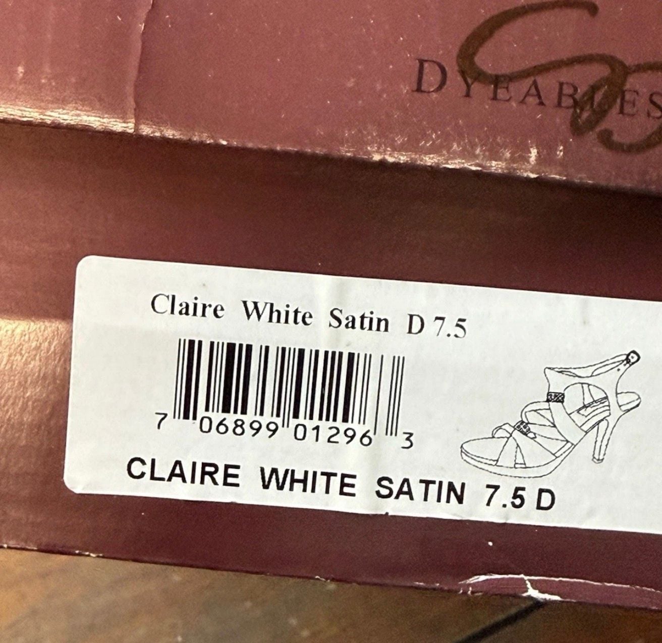 Dyeables Claire Size 7.5 D White Satin Rhinestone Wedding Heels 2