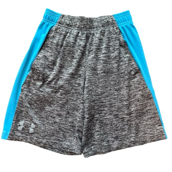 Under Armour Athletic Shorts Size YSM Gray Blue Gym Basketball