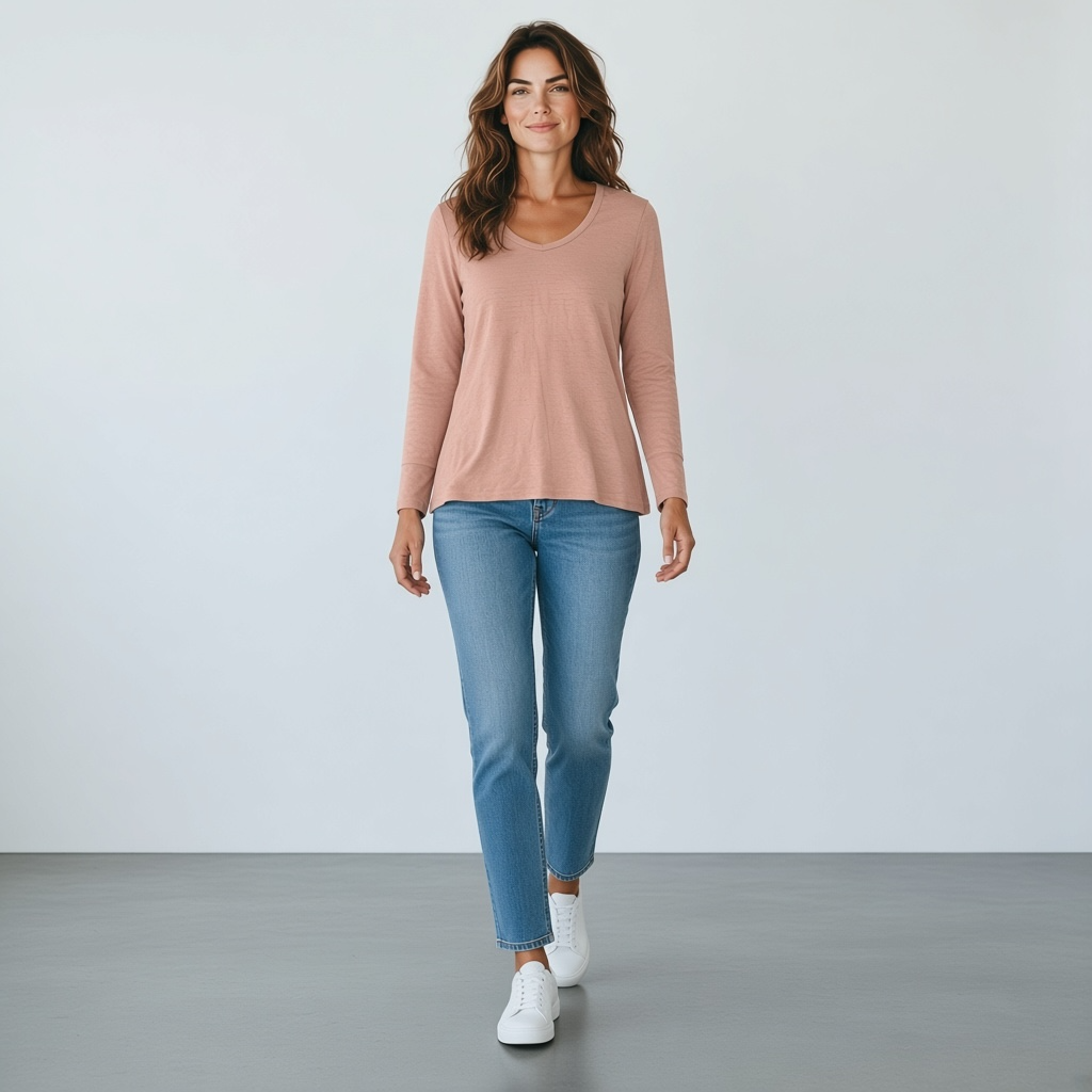 a.n.a A New Approach Women’s Large Dusty Rose Metallic Stripe Long Sleeve Top 3