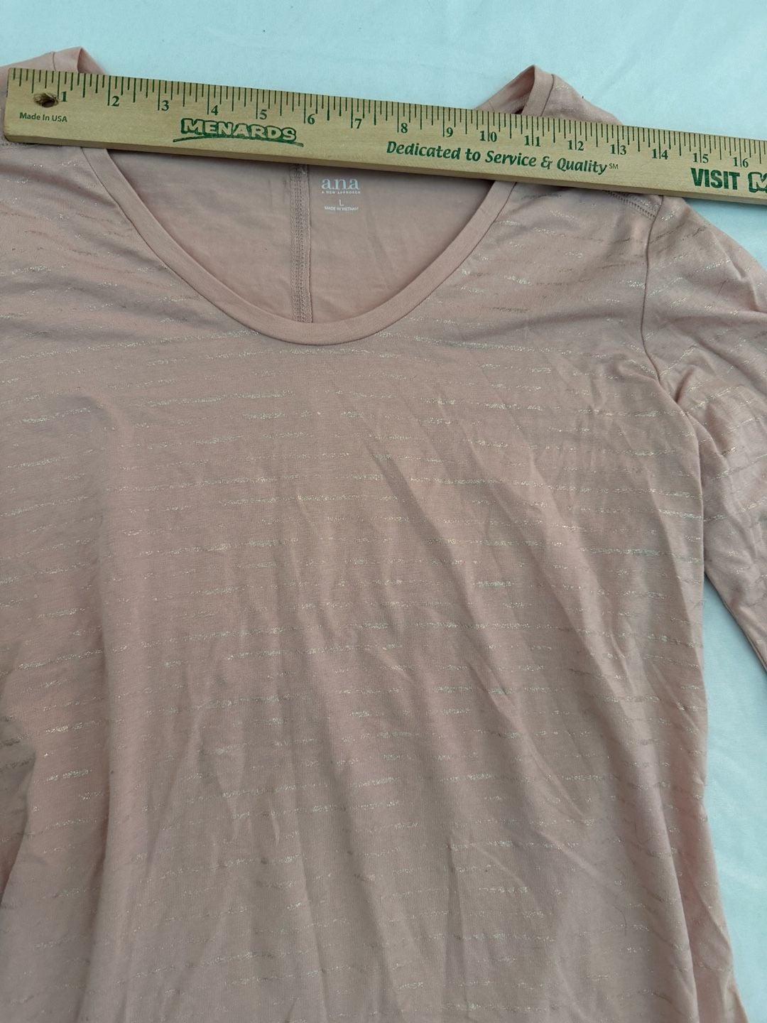 a.n.a A New Approach Women’s Large Dusty Rose Metallic Stripe Long Sleeve Top 5