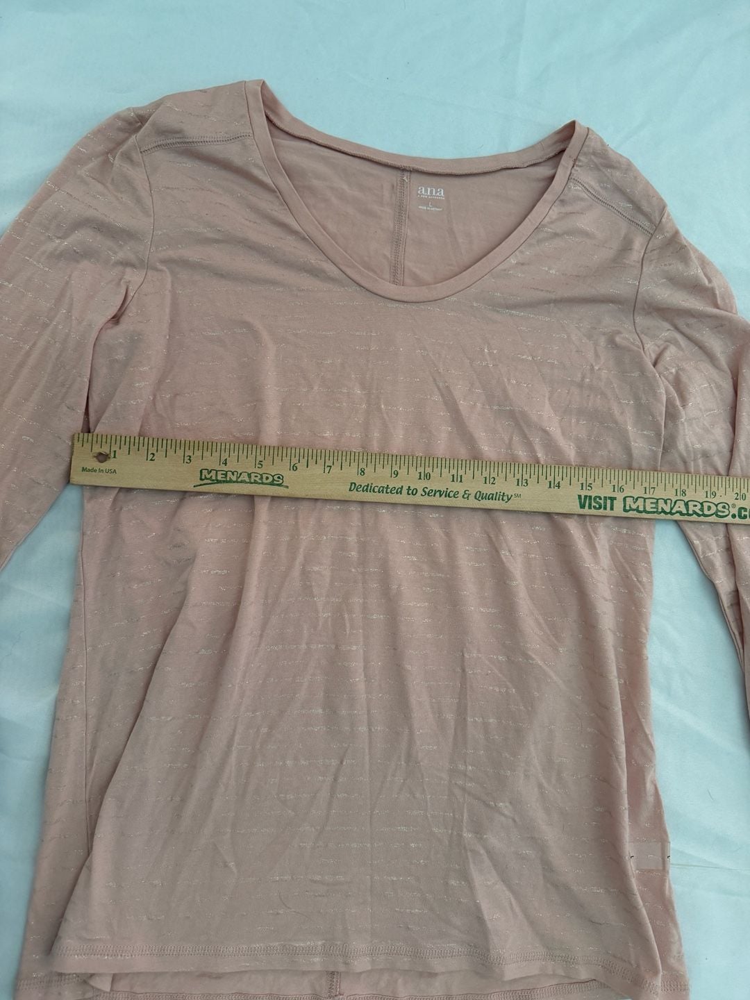 a.n.a A New Approach Women’s Large Dusty Rose Metallic Stripe Long Sleeve Top 6