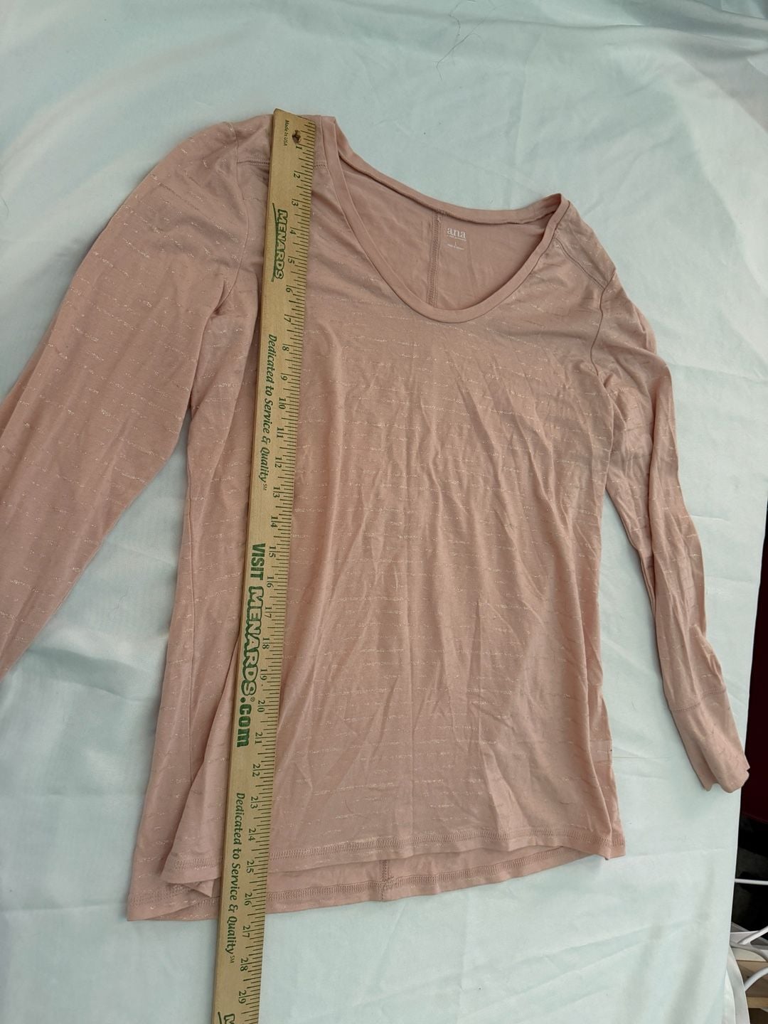 a.n.a A New Approach Women’s Large Dusty Rose Metallic Stripe Long Sleeve Top 7
