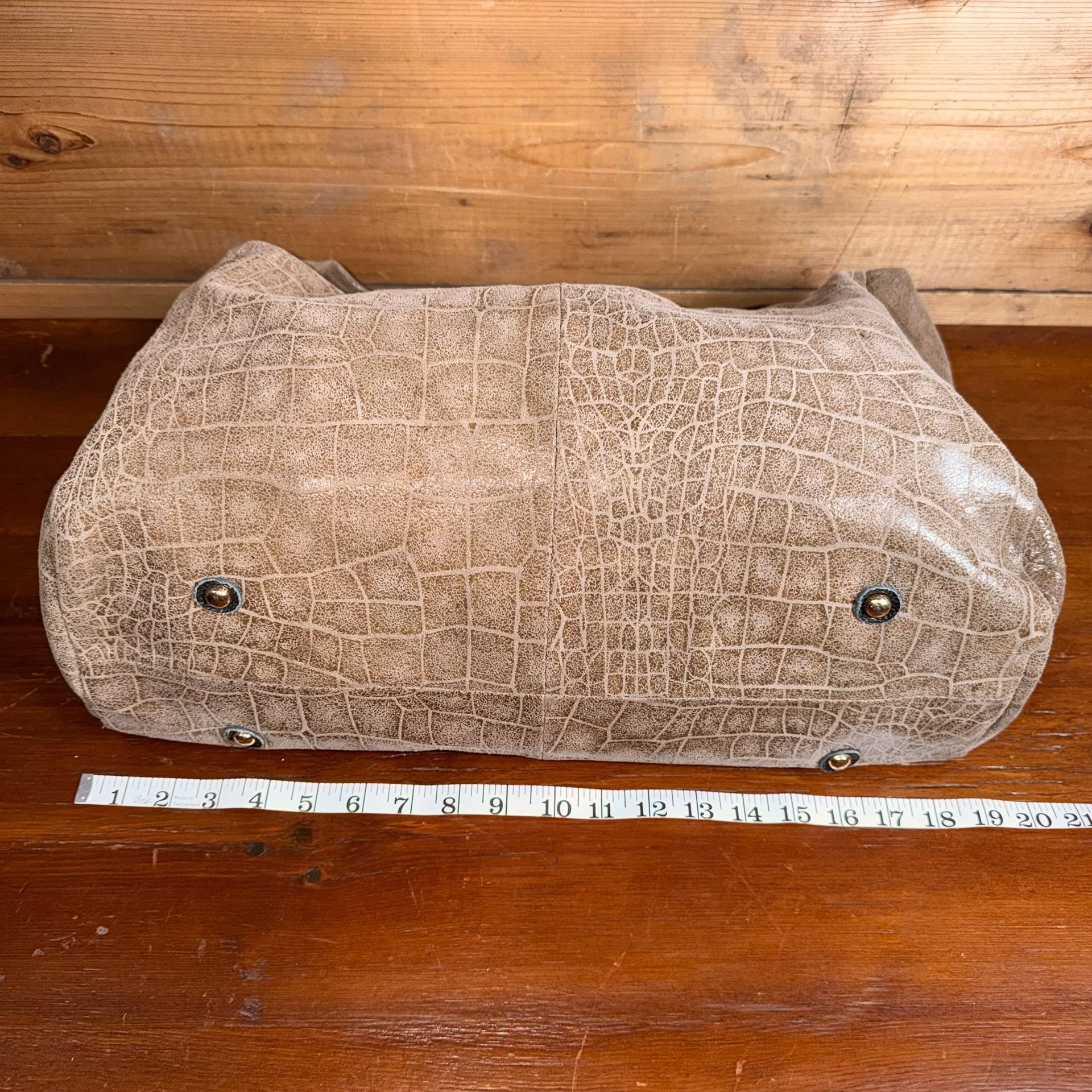 Lola Bernard Modena Croc Embossed Leather Hobo Handbag Brown 9