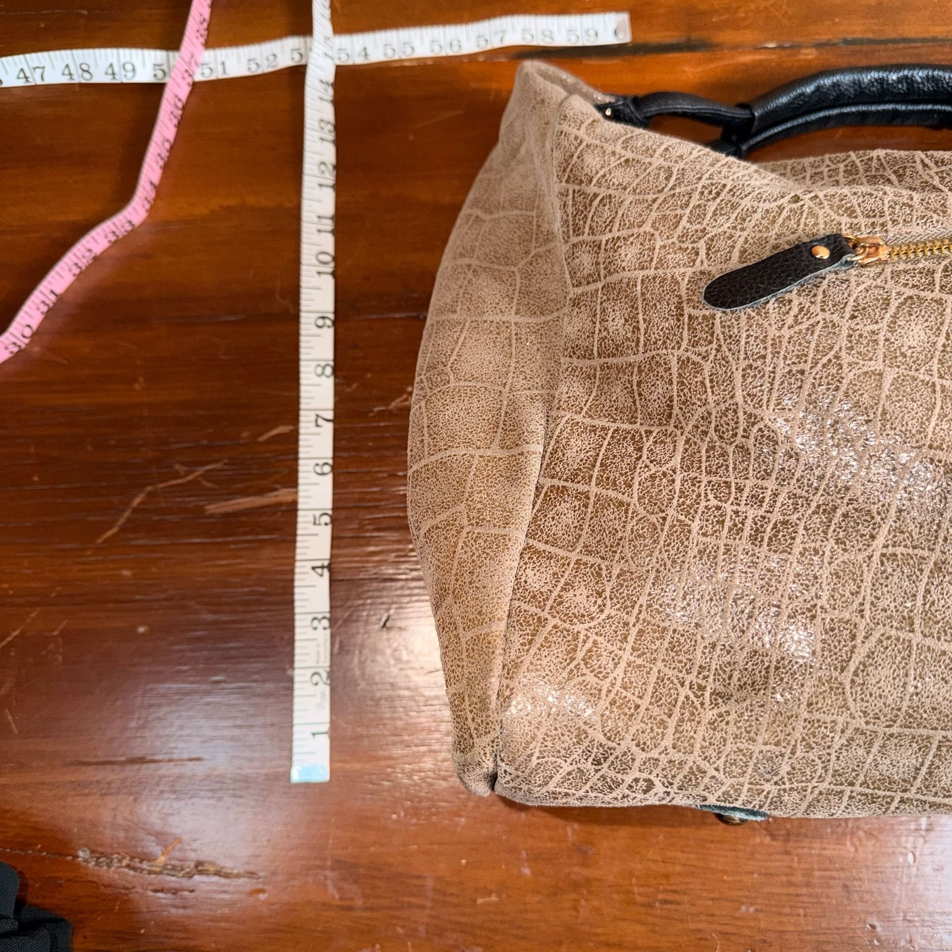 Lola Bernard Modena Croc Embossed Leather Hobo Handbag Brown 11