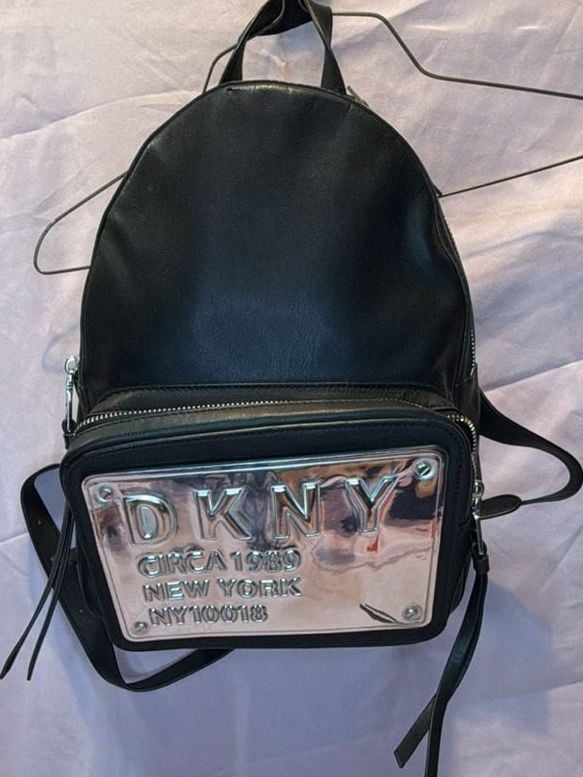DKNY 10018 Backpack Size 1SZ Black Silver Logo 2