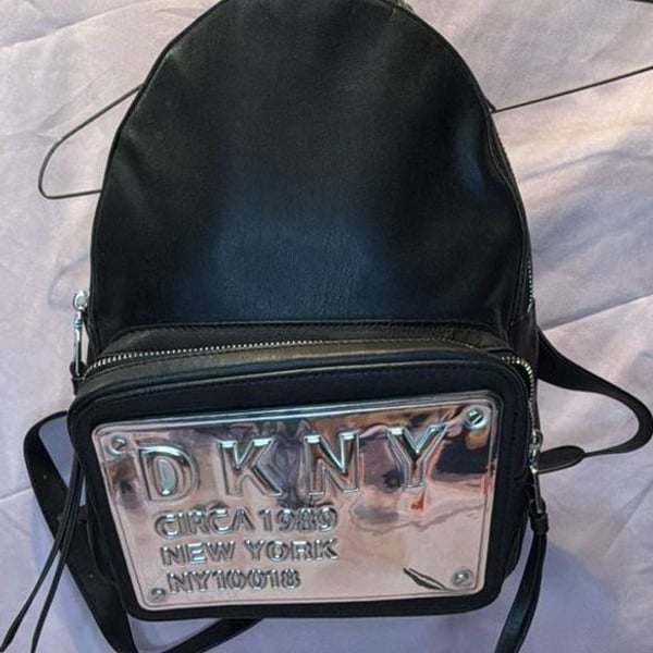 DKNY 10018 Backpack Size 1SZ Black Silver Logo