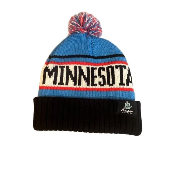 Minnesota Twins Caribou Coffee Beanie Hat OSFM Blue Pom Cuffed Winter Knit