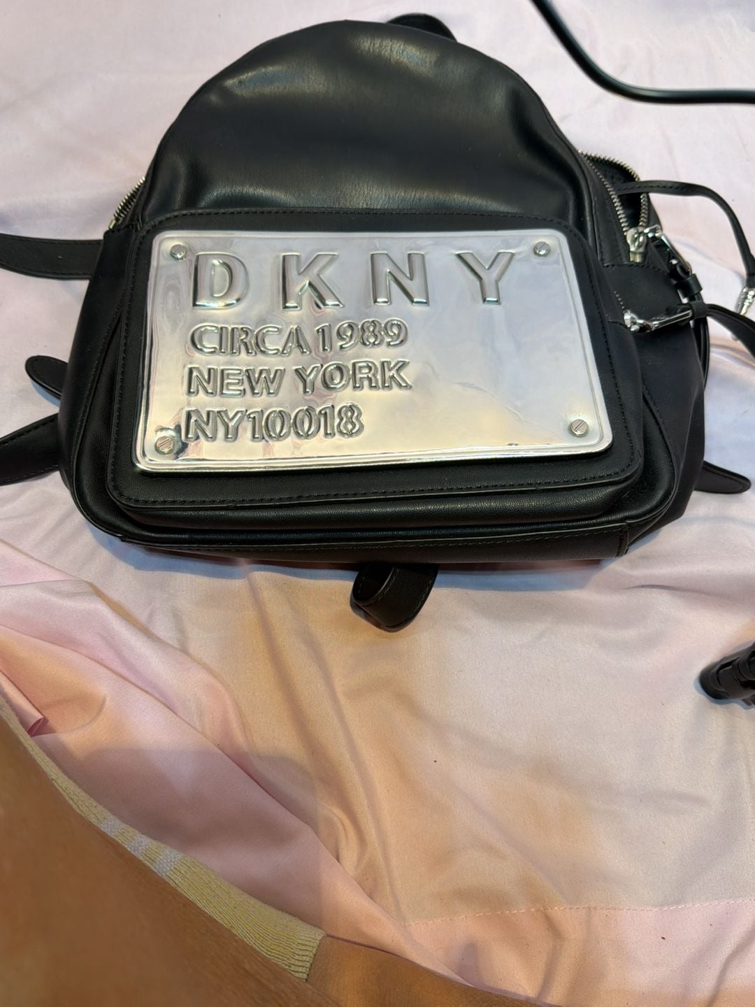 DKNY 10018 Backpack Size 1SZ Black Silver Logo 6