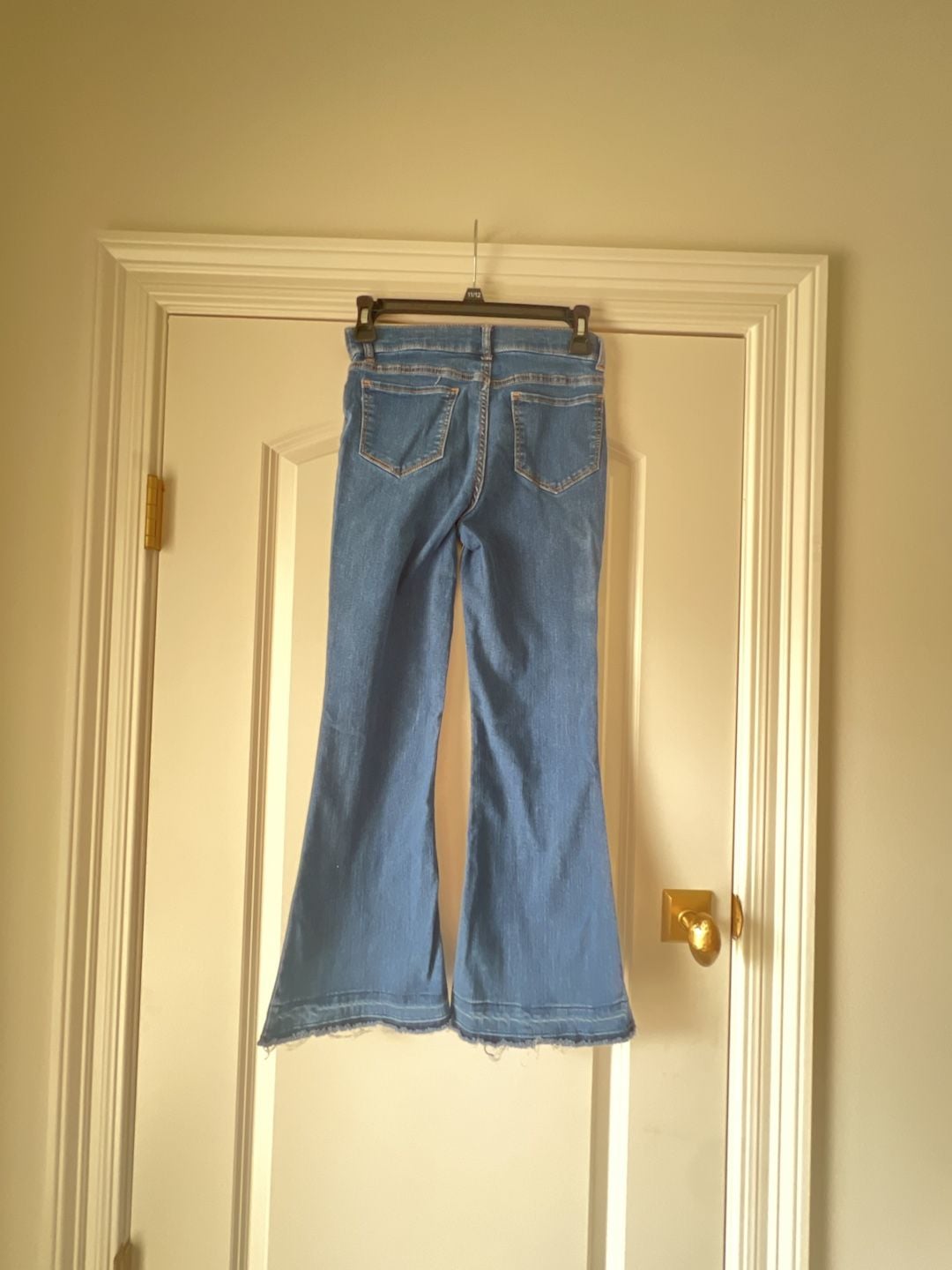 Girls Wonder Nation Flare Jegging Size L (10-12) Blue Distressed Frayed Hem 3