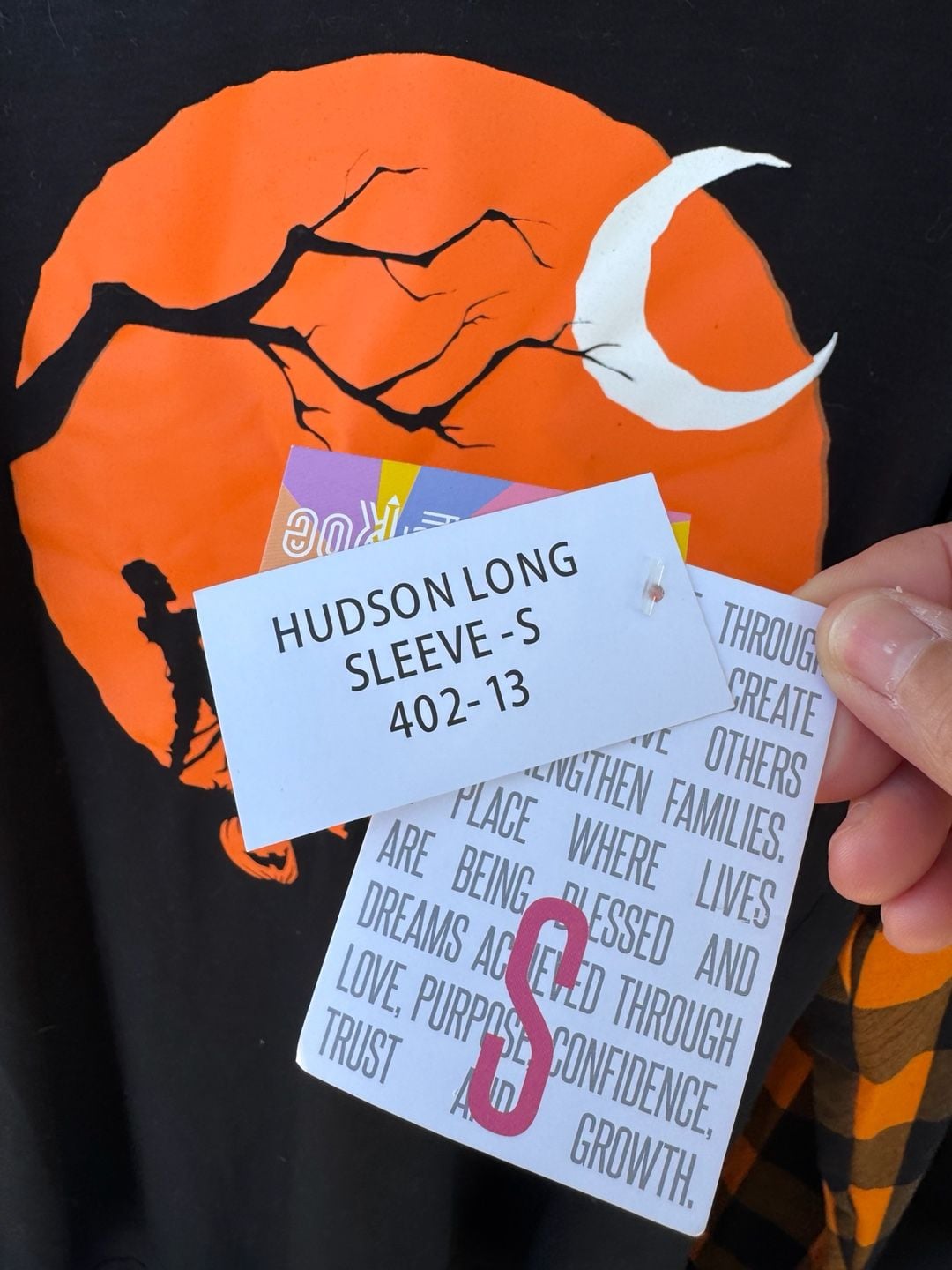 LuLaRoe Hudson Long Sleeve Size S Halloween Orange Moon Graphic Tee 3
