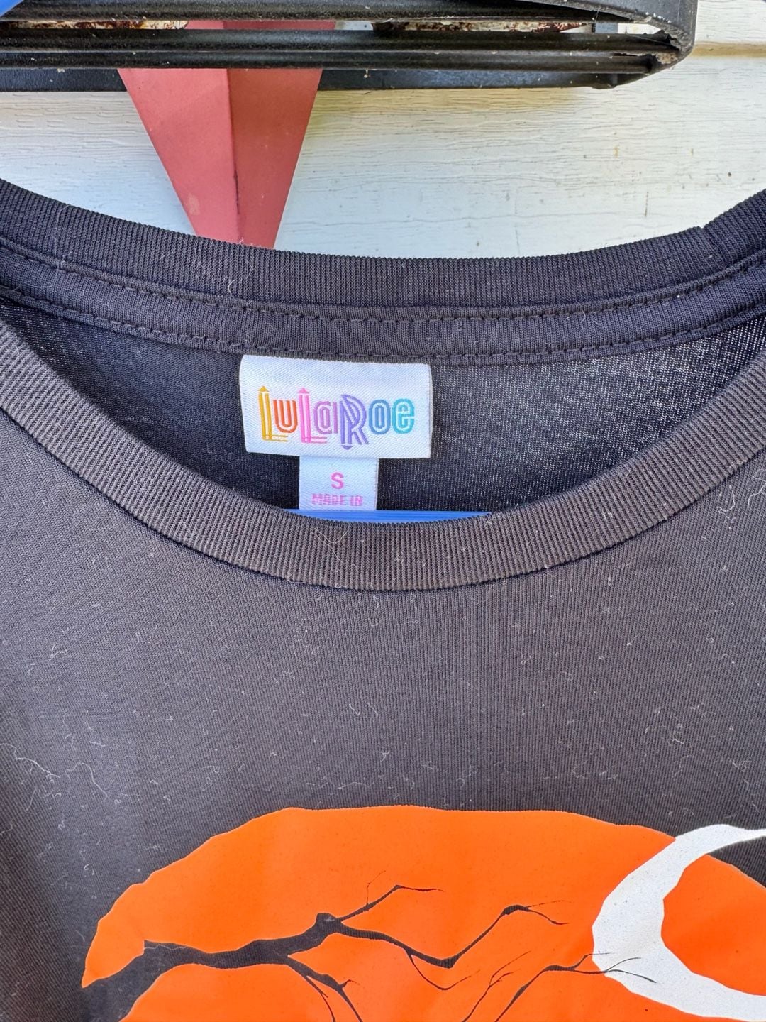 LuLaRoe Hudson Long Sleeve Size S Halloween Orange Moon Graphic Tee 5