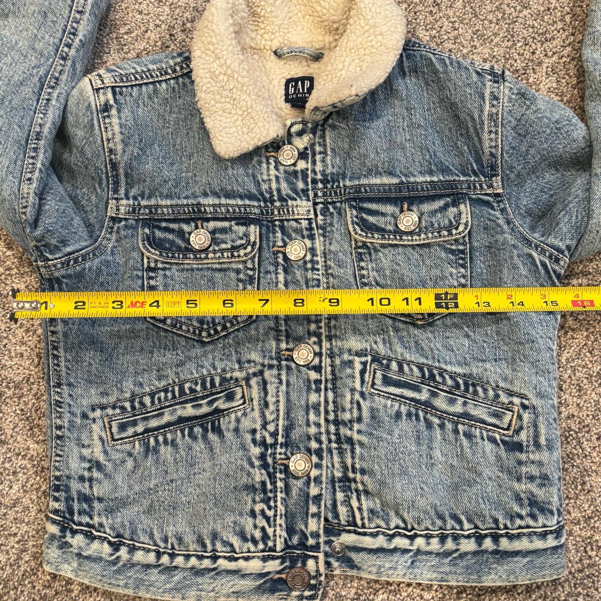Gap Denim Sherpa Lined Jacket Size M Blue Acid Wash 5