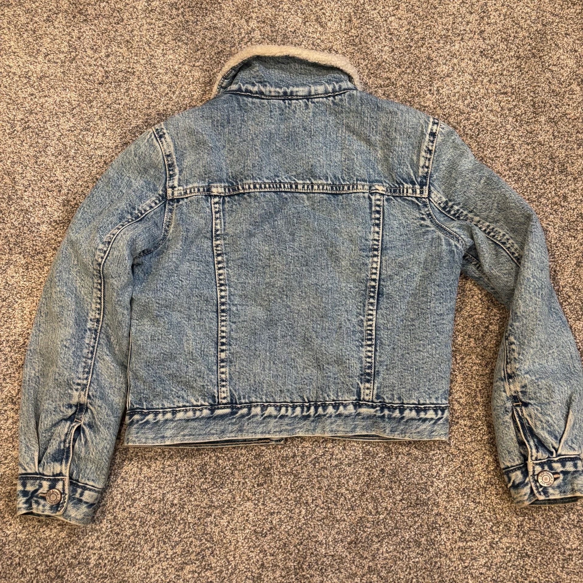 Gap Denim Sherpa Lined Jacket Size M Blue Acid Wash 7