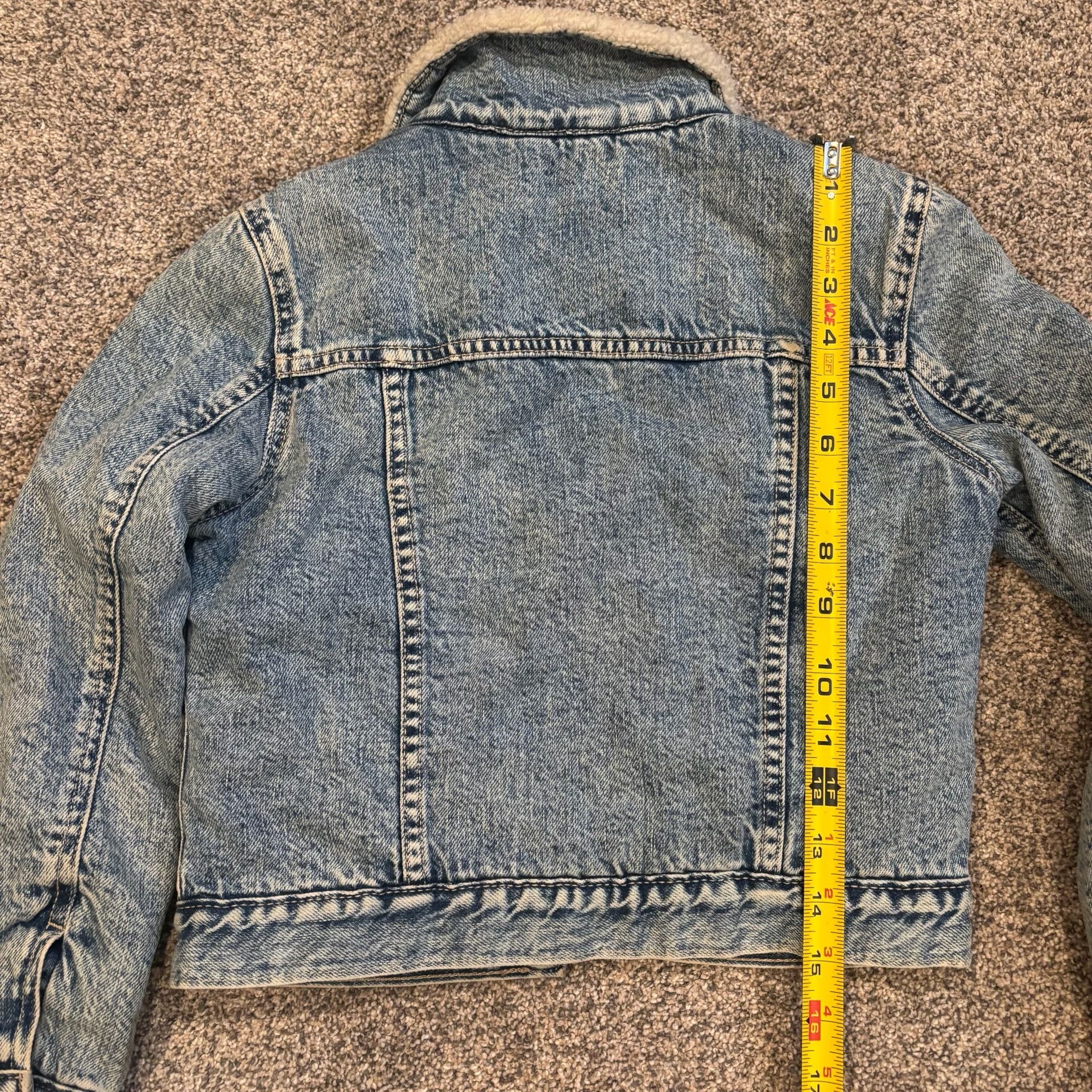 Gap Denim Sherpa Lined Jacket Size M Blue Acid Wash 8