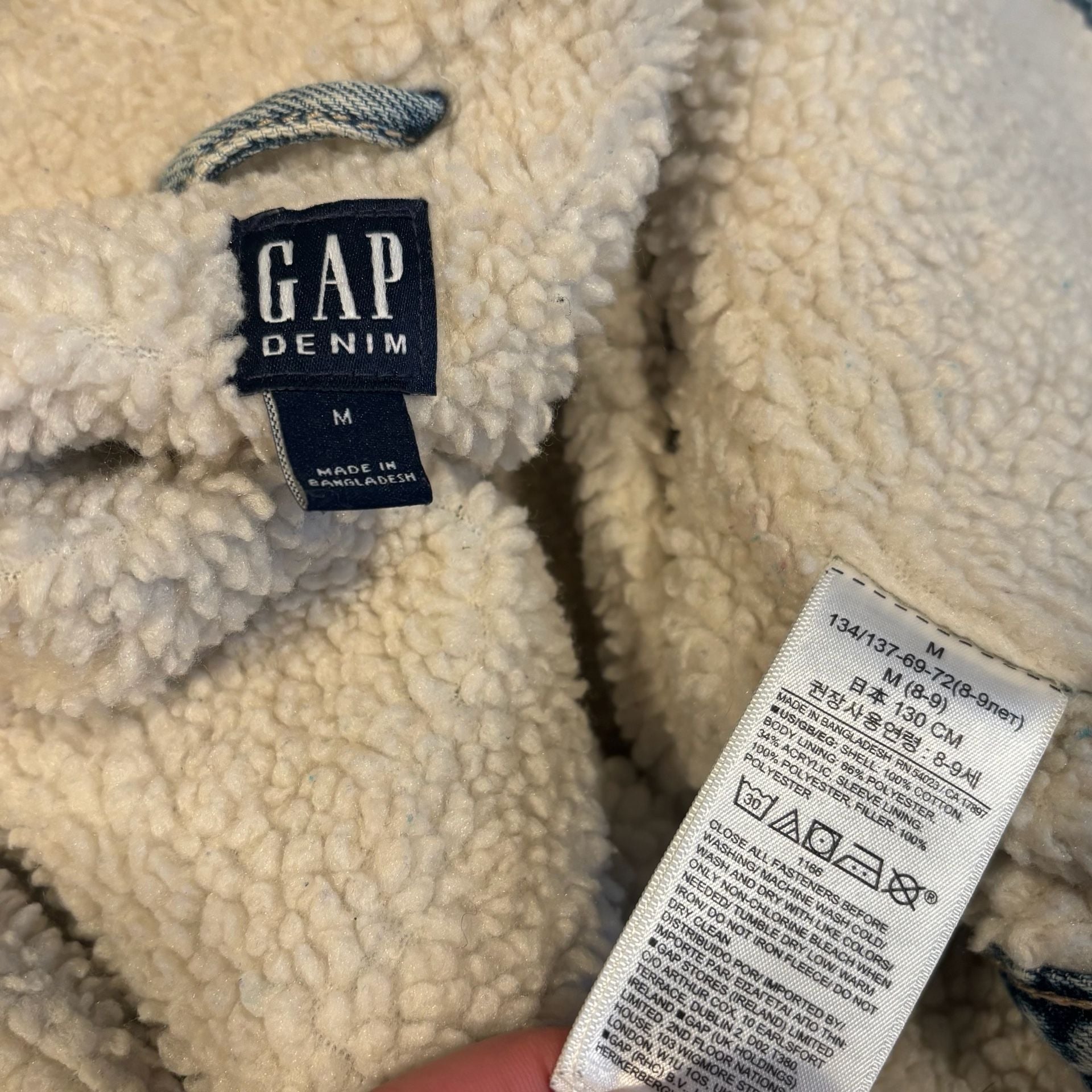 Gap Denim Sherpa Lined Jacket Size M Blue Acid Wash 9